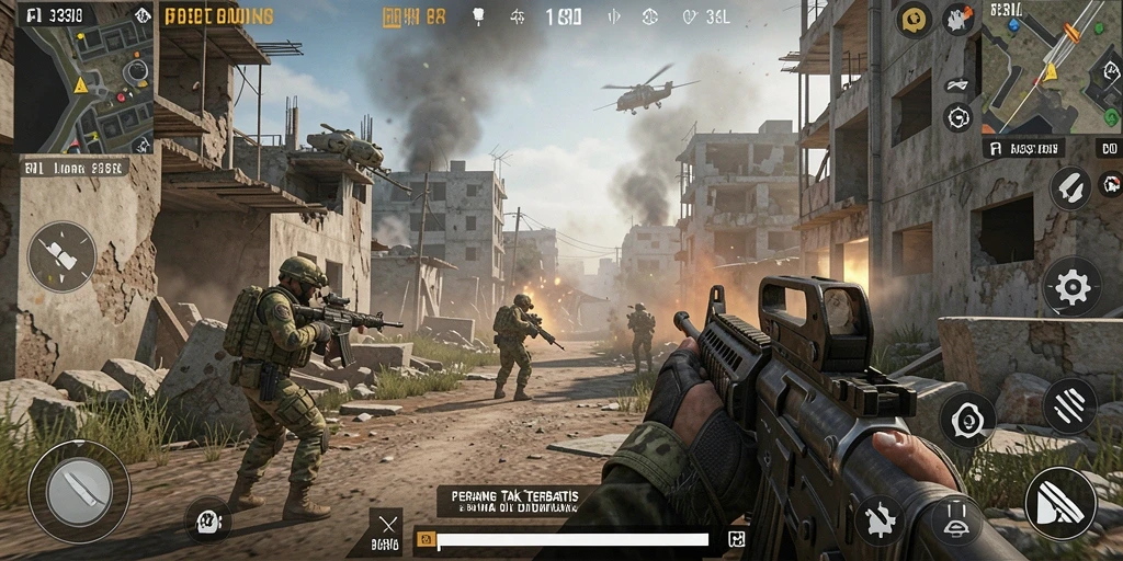 Screenshot utama 33L menampilkan aksi intens dalam gameplay FPS.