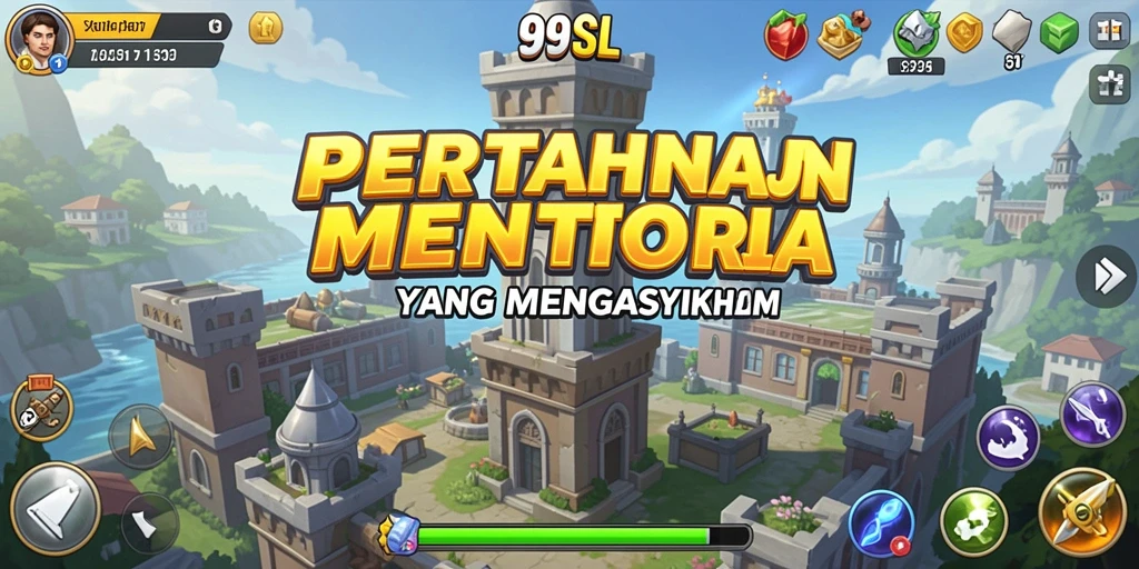 Screenshot menunjukkan aksi menara dalam pertahanan yang seru.