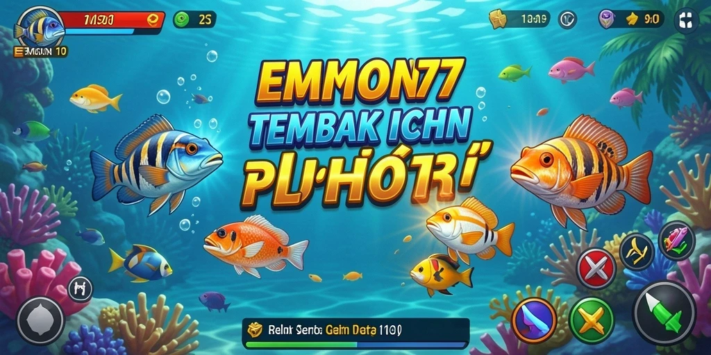 Screenshot gameplay EMON77 dengan aksi menembak ikan yang seru.