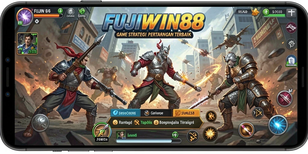 Screenshot gameplay FUJIWIN88 menunjukkan pertarungan yang intens dan strategi mendalam.