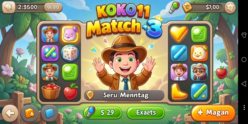 Gameplay seru dengan tantangan Match-3 yang menarik.