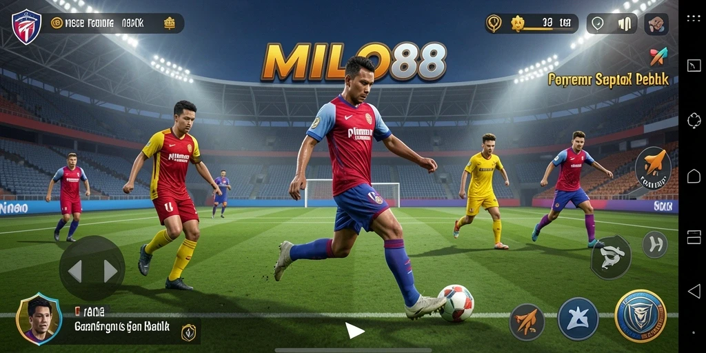 Tampilan gameplay seru dalam dunia sepak bola yang realistis.