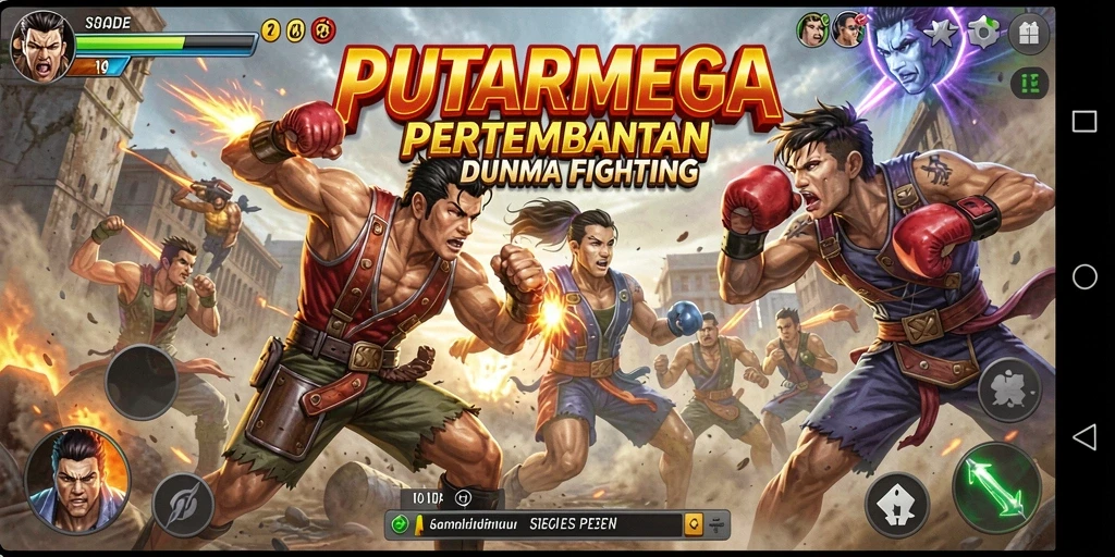 Gameplay PUTARMEGA yang seru dalam pertarungan Fighting.