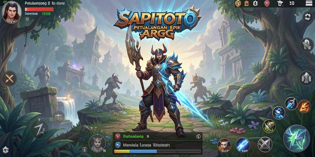Screenshot gameplay SAPITOTO menunjukkan pertempuran epik dalam dunia ARPG.