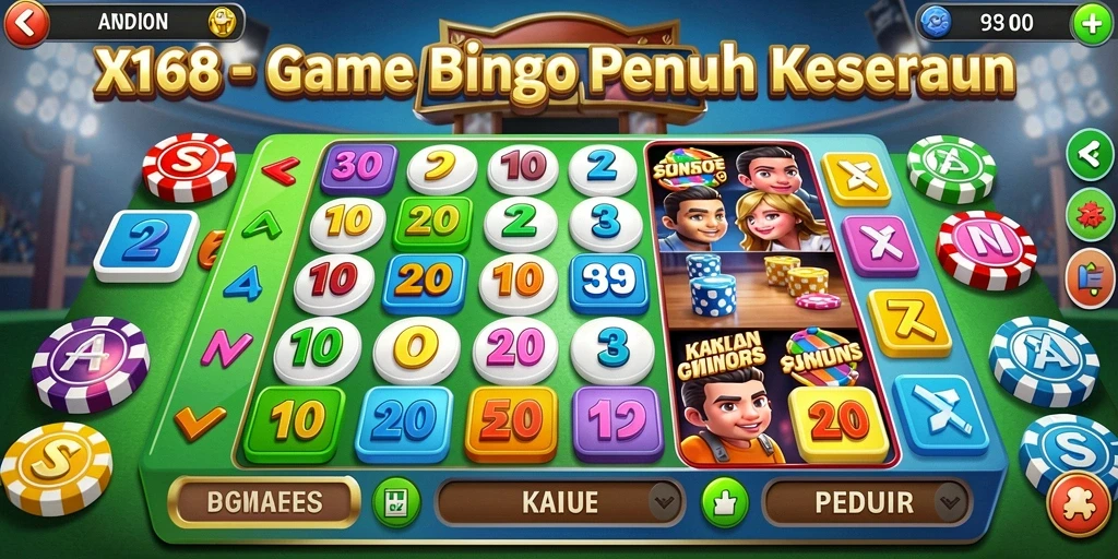 Tampilan gameplay X168 yang menampilkan suasana Bingo yang seru.